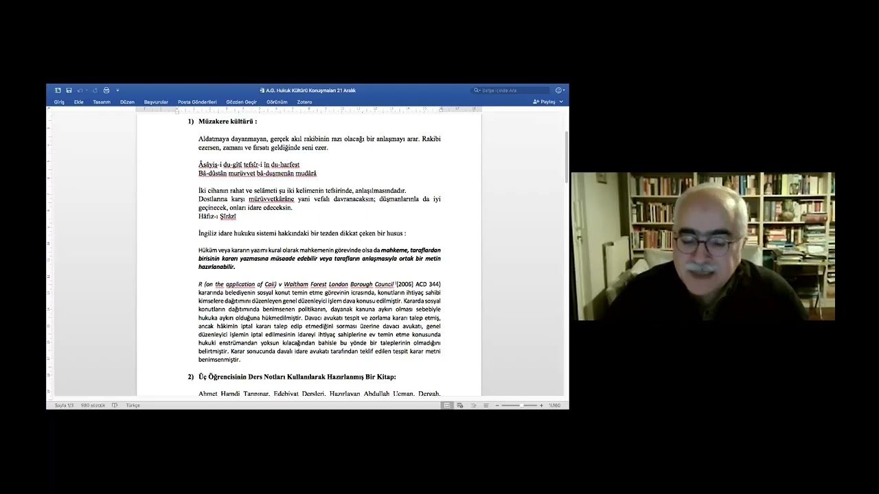 Prof. Dr. Aydın GÜLAN - Hukuk Kültürü Konuşmaları 21.12.2020