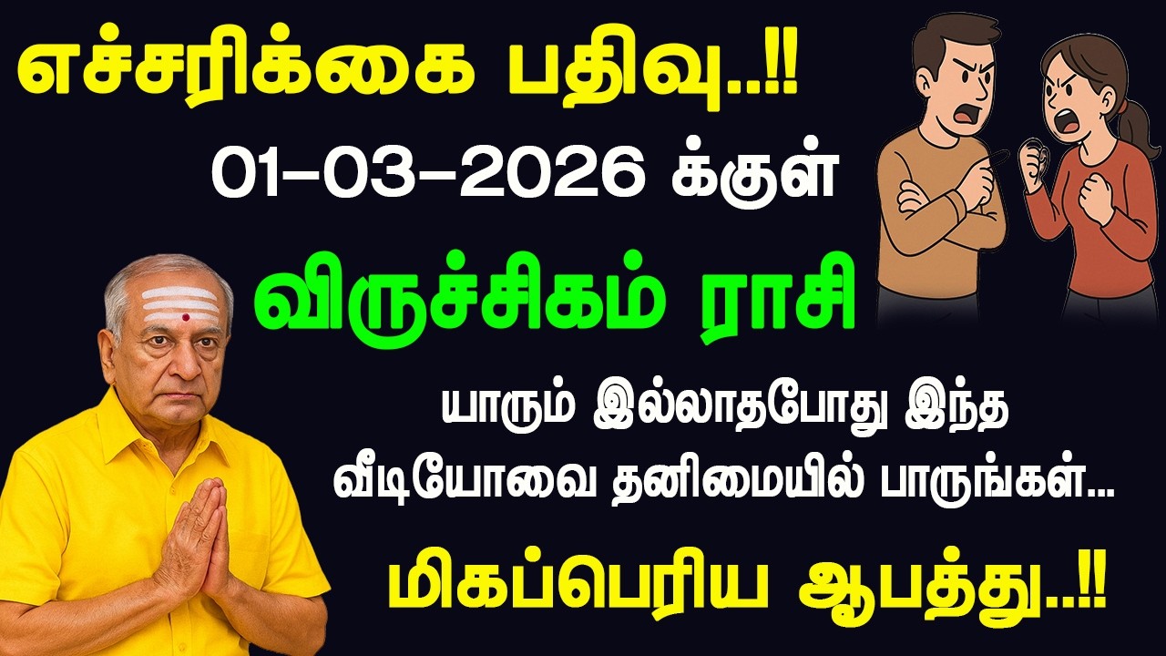 எச்சரிக்கை பதிவு 1-3-2026: விருச்சிகம் ராசி | யாரும் இல்லாத போது  பாருங்கள் – மிகப்பெரிய ஆபத்து..?