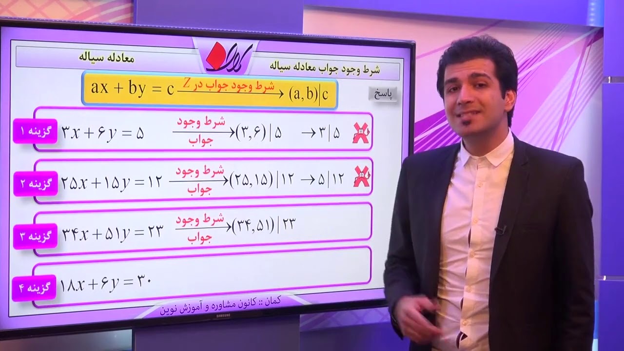 جبر و ریاضات گسسته   نظریه اعداد   معادله سیاله   شرط وجود جواب معادله سیاله