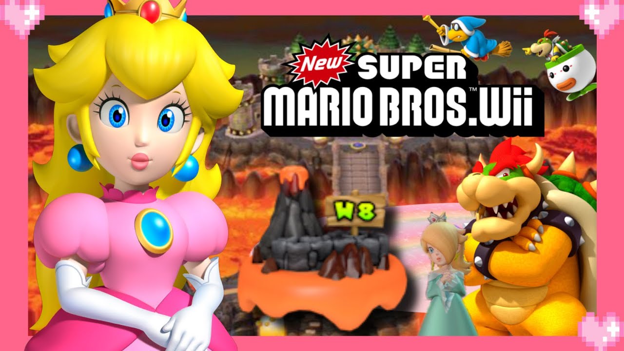 💗 New Super Mario Bros. Wii (World 8) Peach Gameplay 💗