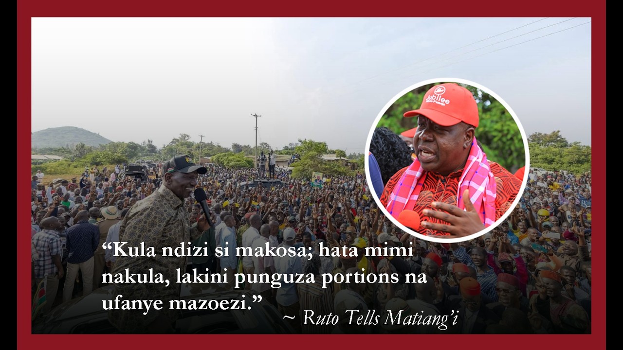 Angry President Ruto unmasks Matiang'i badly in Busia;punguza portions za ndizi na ufanye mazoezi.