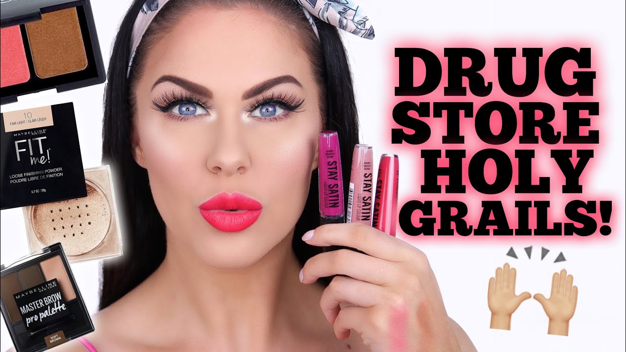 FULL FACE OF DRUGSTORE HOLY GRAILS!! BEST DRUGSTORE MAKEUP!!
