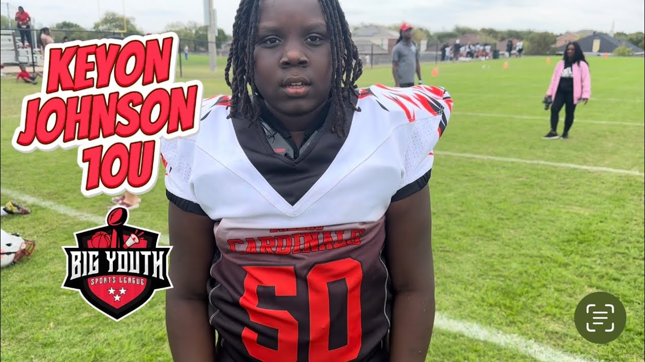 Keyon Johnson, #50, is a fierce presence on the Dallas Cardinals 10U front line