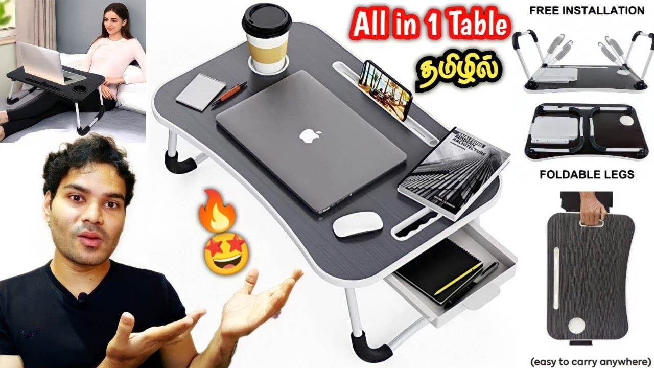 Multipurpose Foldable Laptop Table | Study Table | Bed Table | Dining Table Review in Tamil Portable