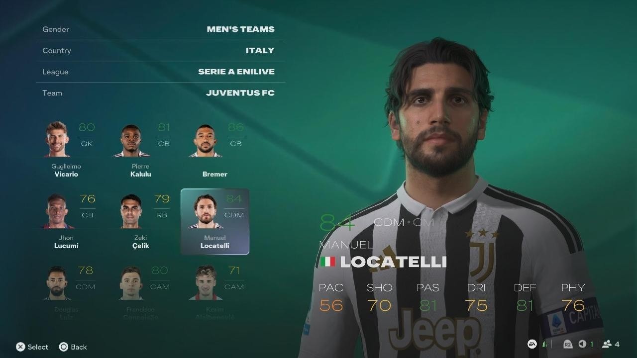 FC 27: JUVENTUS PLAYER FACES AND RATINGS
