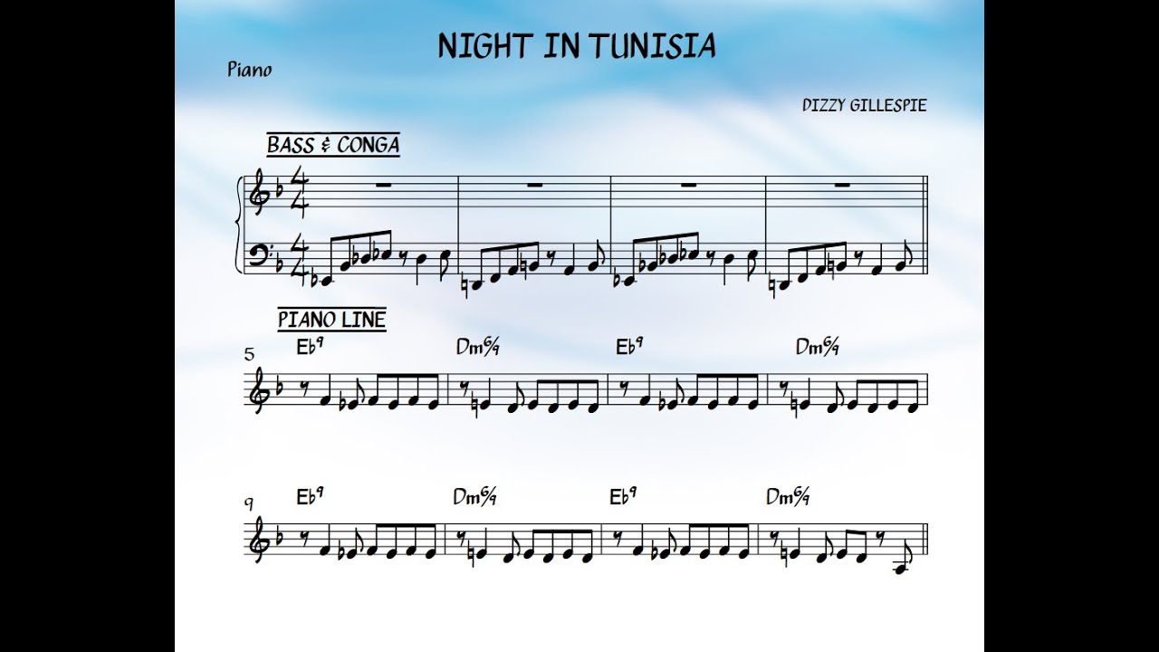 Night in Tunisia Latin Jazz Play Along NO Piano