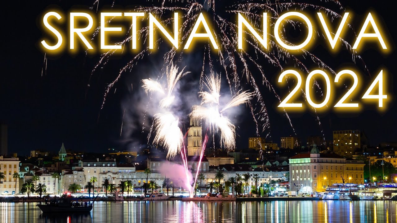 Sretna Nova Godina 2024 - Vatromet na Rivi - Split Croatia