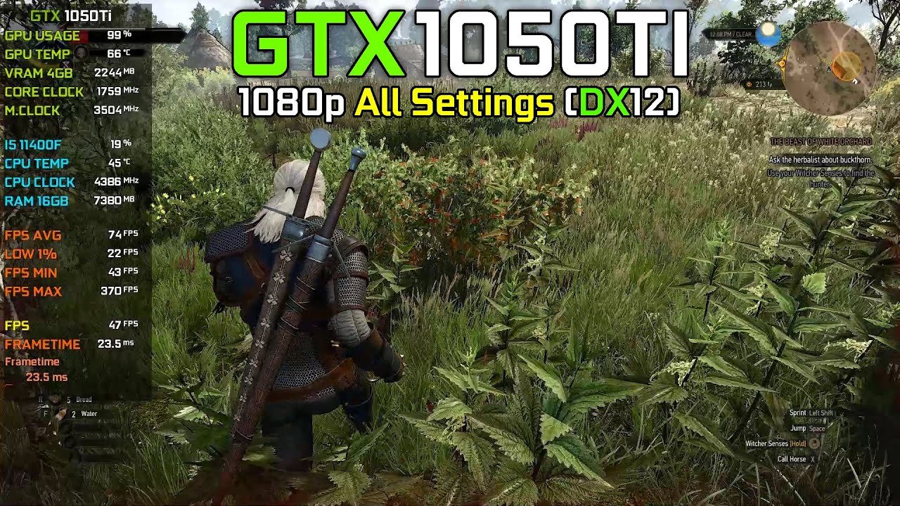 The Witcher 3 Next Gen Update : GTX 1050Ti + I5 11400F - 1080p All Settings (DX12)