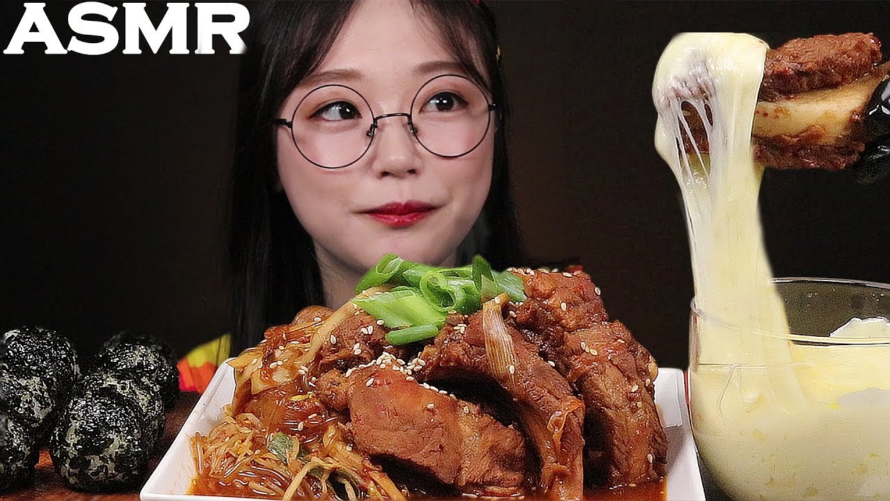 ASMR Еда свиные ребра и сыр | PORK RIBS & CHEESE MUKBANG | Ae Jeong ASMR