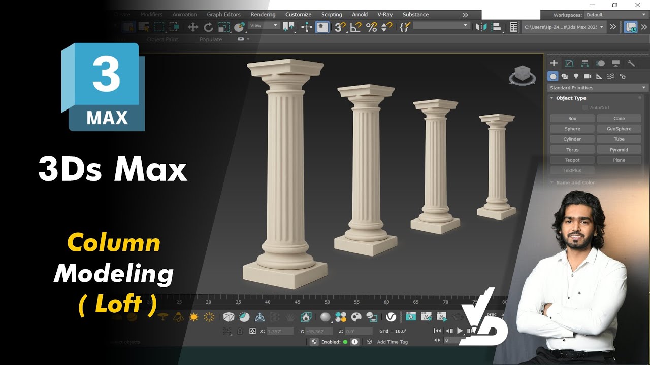 Autodesk 3Ds Max | Pillar Column Modeling ( Loft )