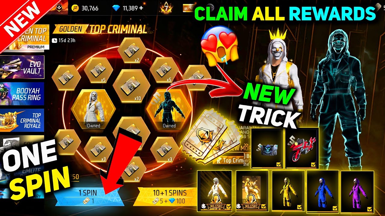 New Top Criminal Ring Spin Free Fire🤯 | Free Fire New Event | Ff New Event Today | Ff New EvenT