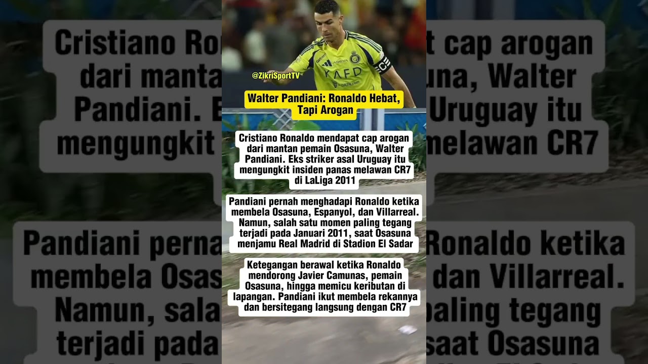 Walter Pandiani: Ronaldo Hebat, Tapi Arogan