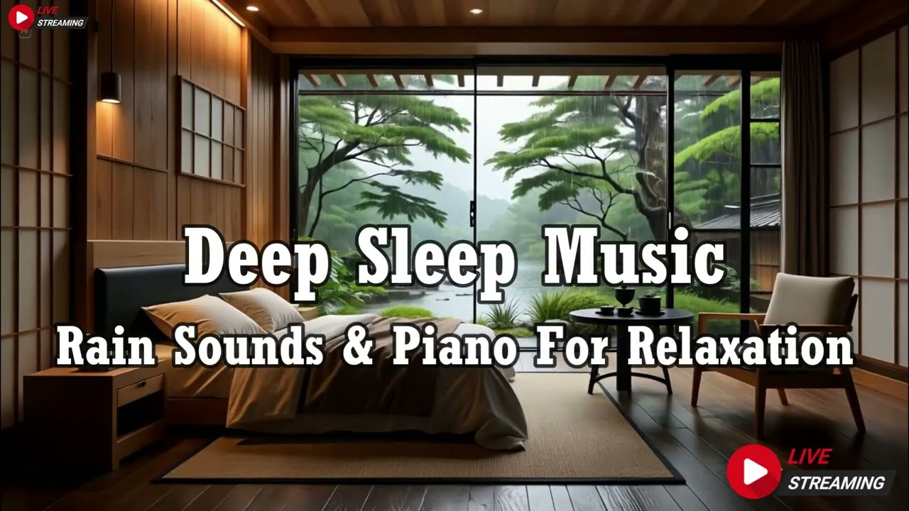 Relaxing Sleep Music with Rain Sounds - Peaceful Music in the Warm Bedroom, Stress Relief