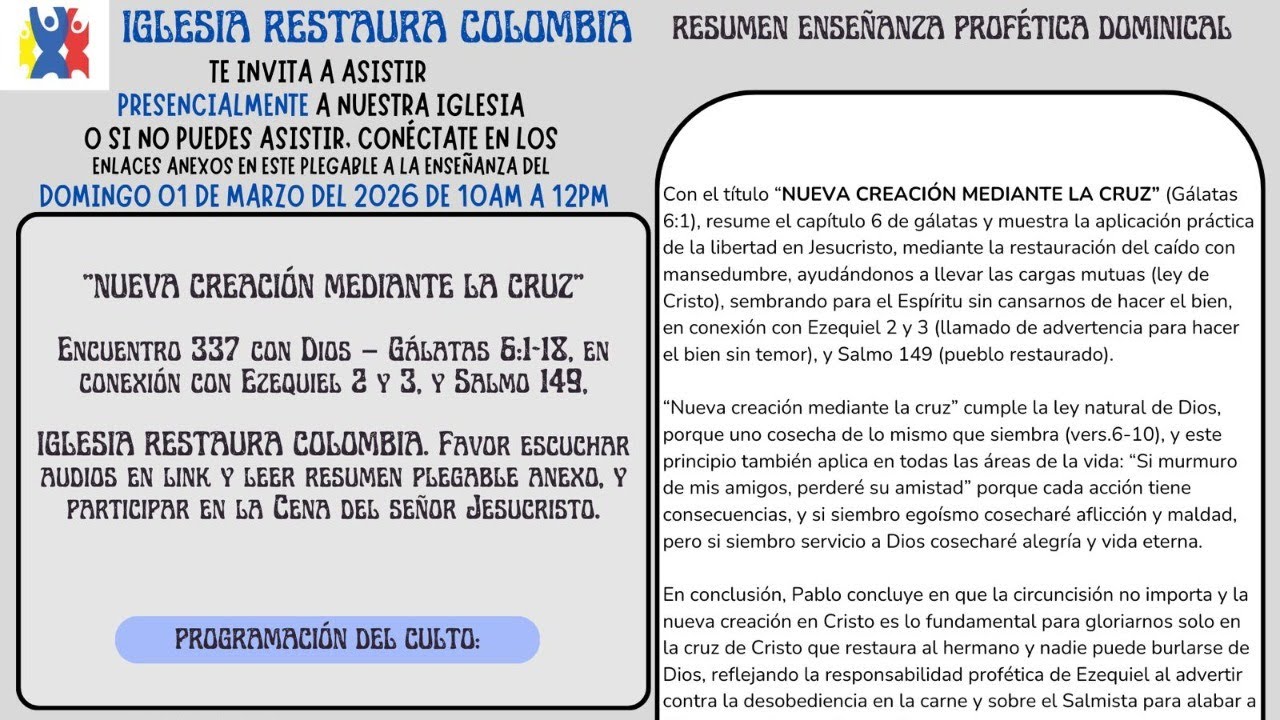 NUEVA CREACIÓN MEDIANTE LA CRUZ (Gálatas 6:1)