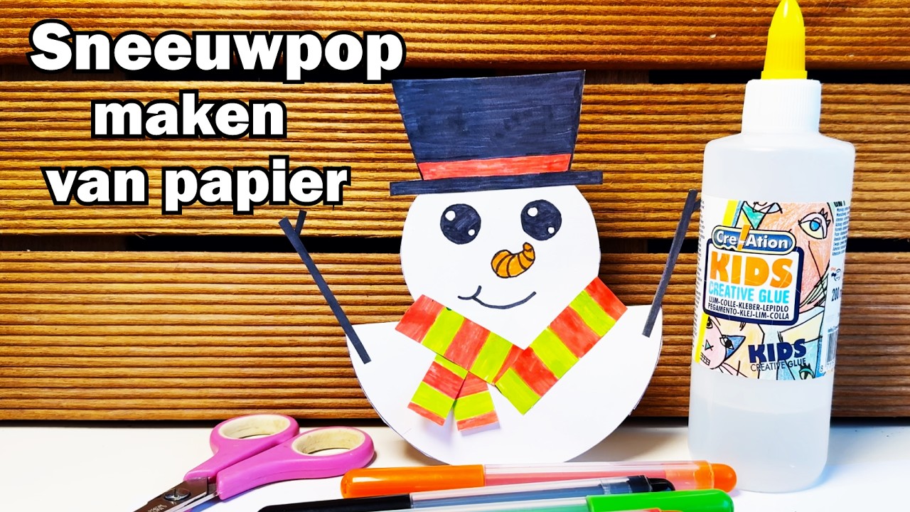 Sneeuwpop maken van papier | winter knutselen kinderen