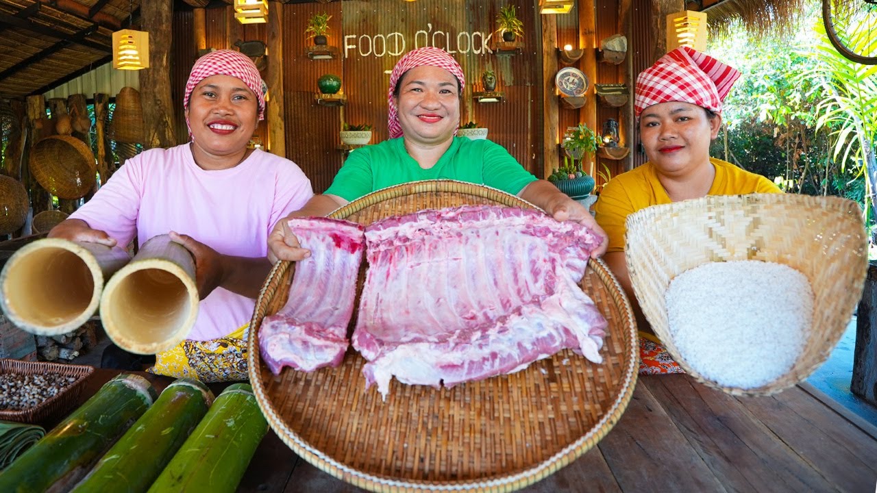 Pork Ribs in Bamboo with Sticky Rice