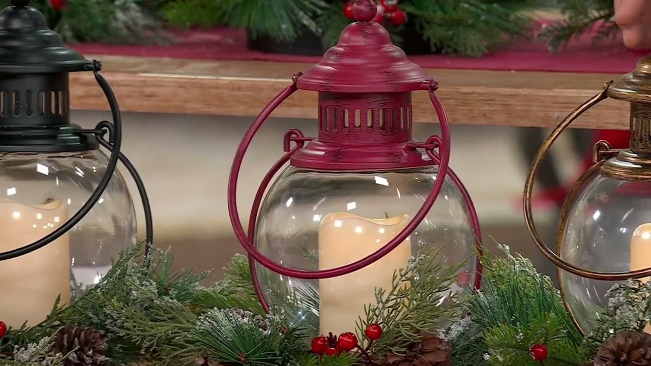 Home Reflections Indoor/Outdoor Hanging Lantern with Wreath on QVC
