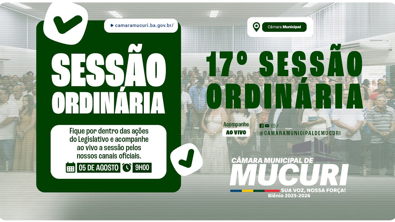 17ª Sessão Ordinária | Câmara Municipal de Mucuri - 2025