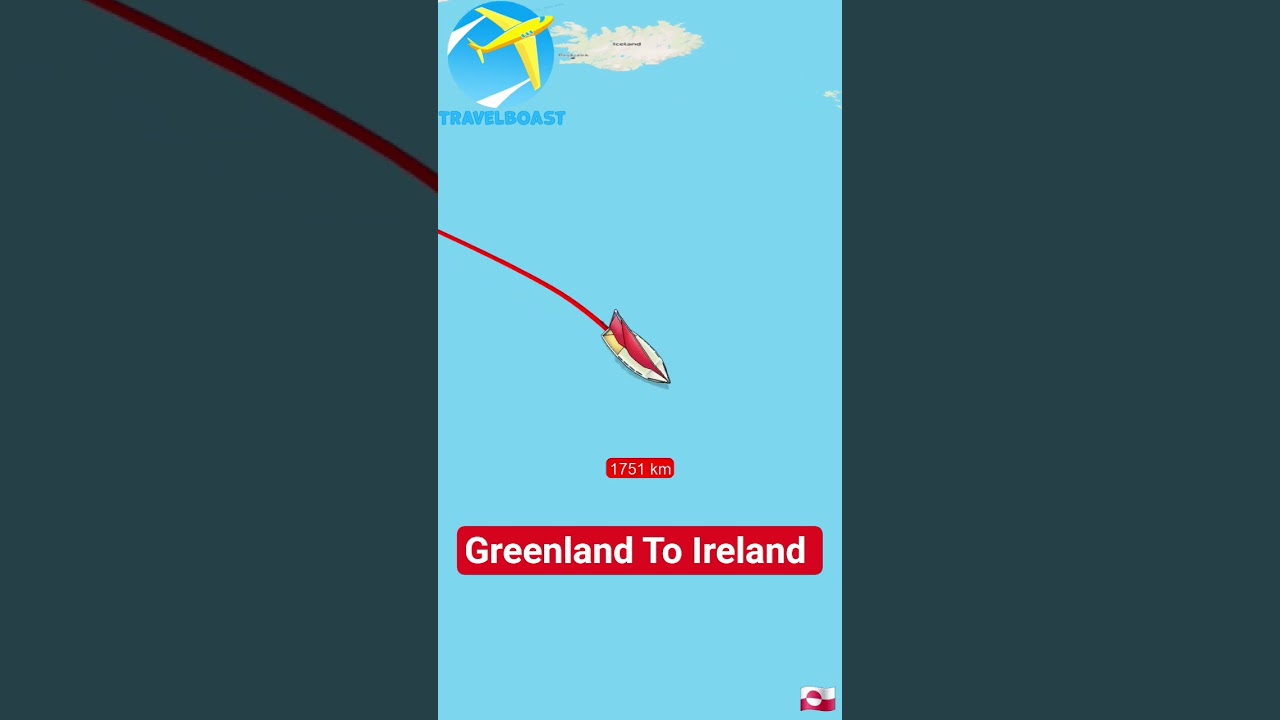 Greenland To Ireland Boat Travel journey route map #ytshorts #viralshort