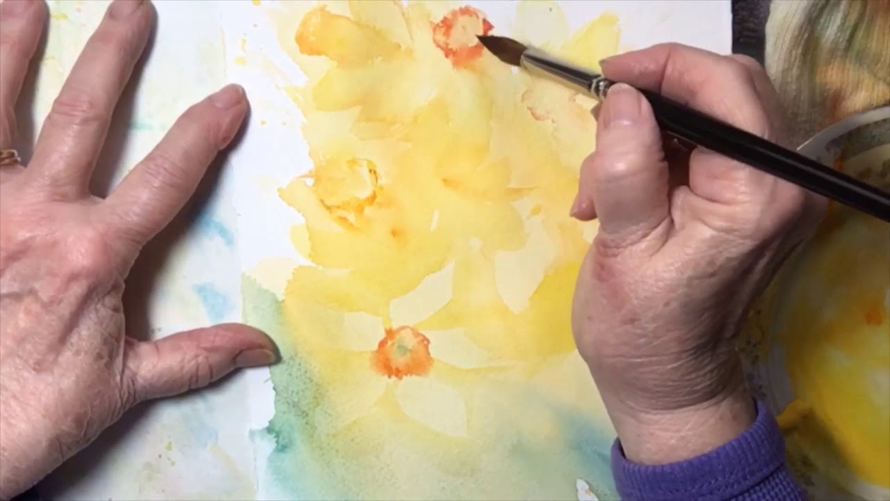 Speed Demo - Loose Watercolor Abstracted Daffodils