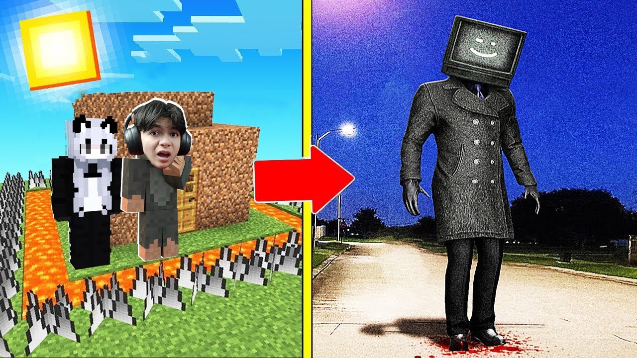 ماين كرافت : تحدي بناء بيت أمن ضد هجوم رأس التلفزيون مع اختي !!|The Most Secure House 😱🔥