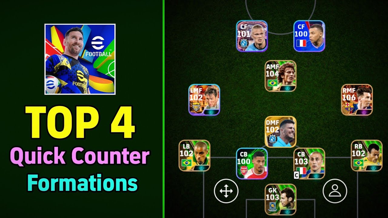 Perfect 4-1-3-2 🔥 Top 4 Quick Counter Best Formations eFootball 2025 ✅ V4.0.0