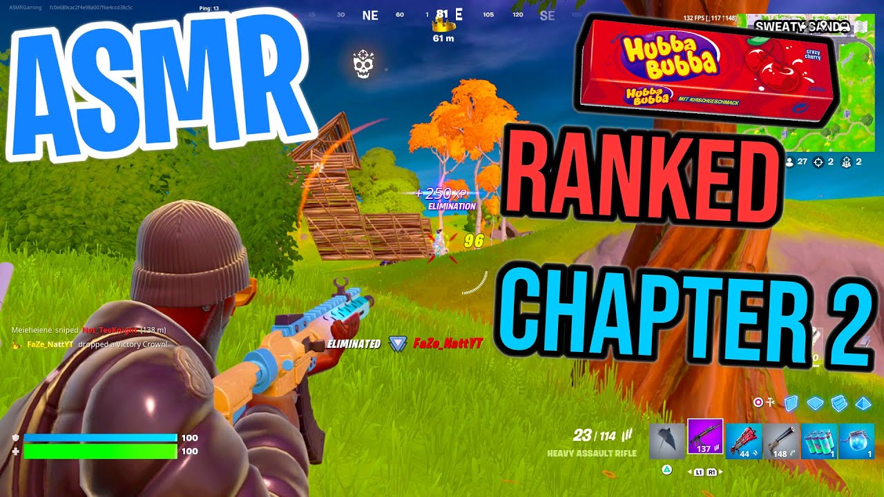 ASMR Gaming 🤩 Fortnite Ranked Chapter 2! Relaxing Gum Chewing 🎮🎧 Controller Sounds + Whispering 💤
