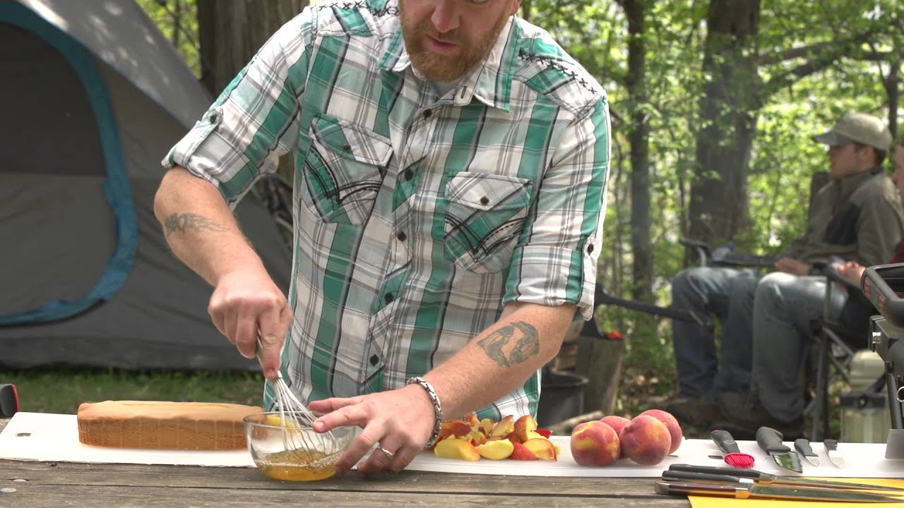 Camp Cooking With Zippo: Grilled Pound Cake with Moscato-Glazed Peaches