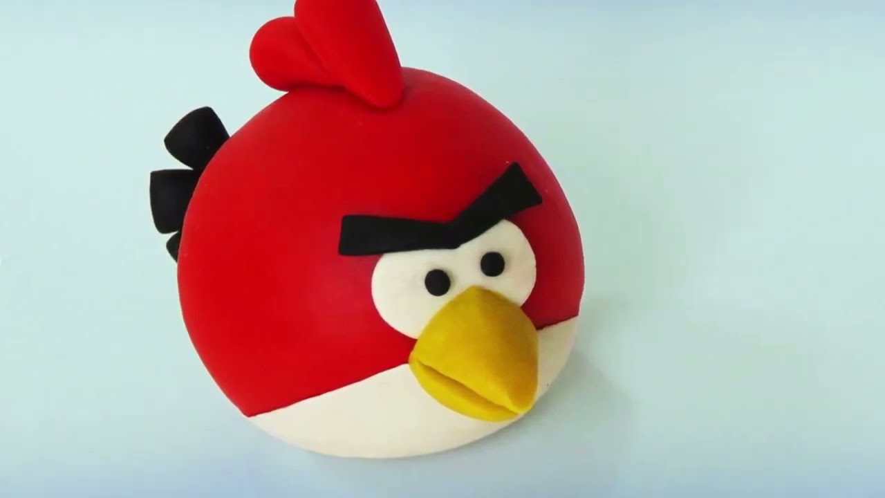 🔴DIY How to make RED (ANGRY BIRDS MINIATURE) - Easy Polymer Clay, Fondant cake Tutorial DIY