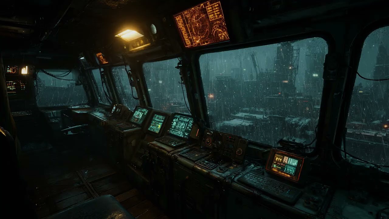 Cinematic Stormy Rain & Thunder in a Post-Apocalyptic Ship Cabin for Deep Focus and Immersion
