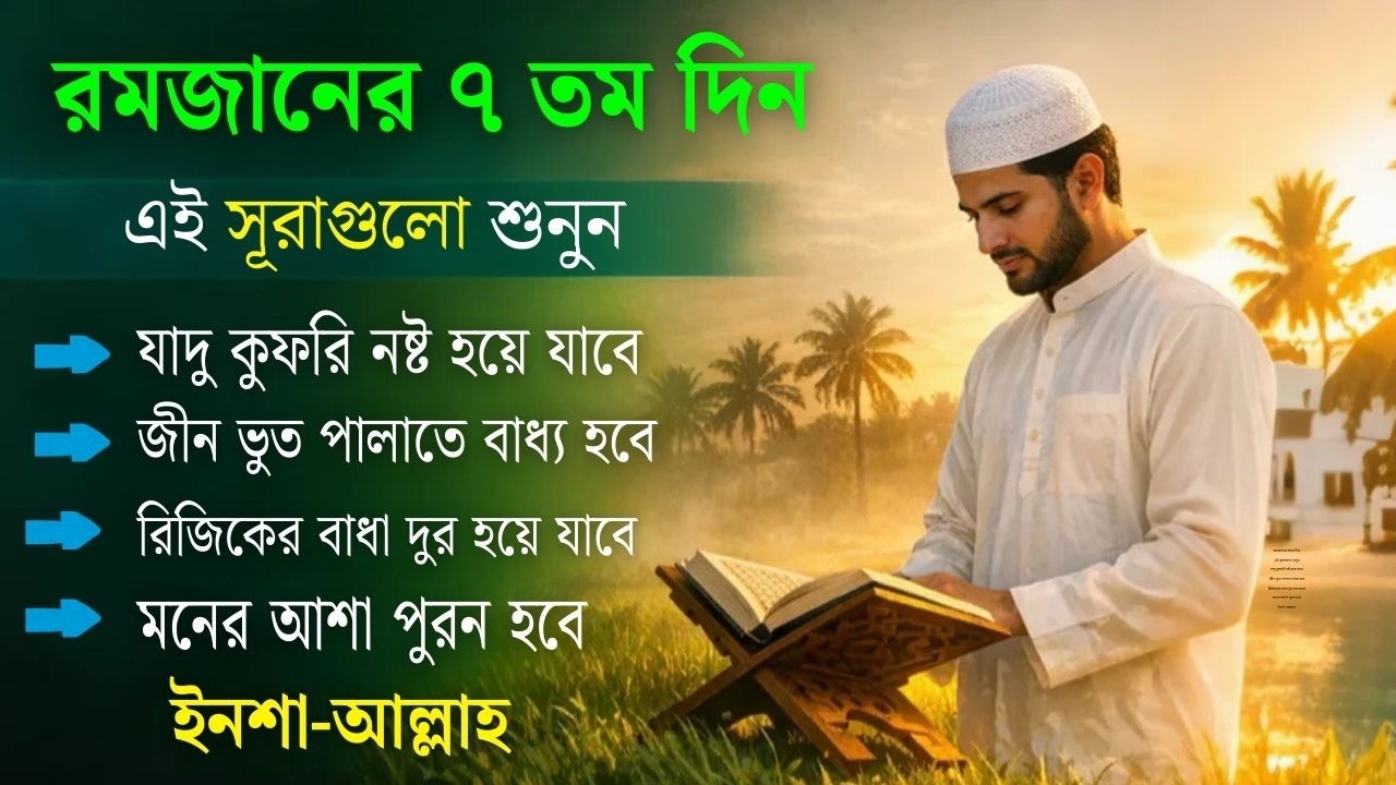আজ পবিত্র রমজানের ৭ তম - জীন, ভুত, রোগ, দুশ্চিন্তা, বদনজর, রিজিকের বাধা দুর হবে ইনশাআল্লাহ