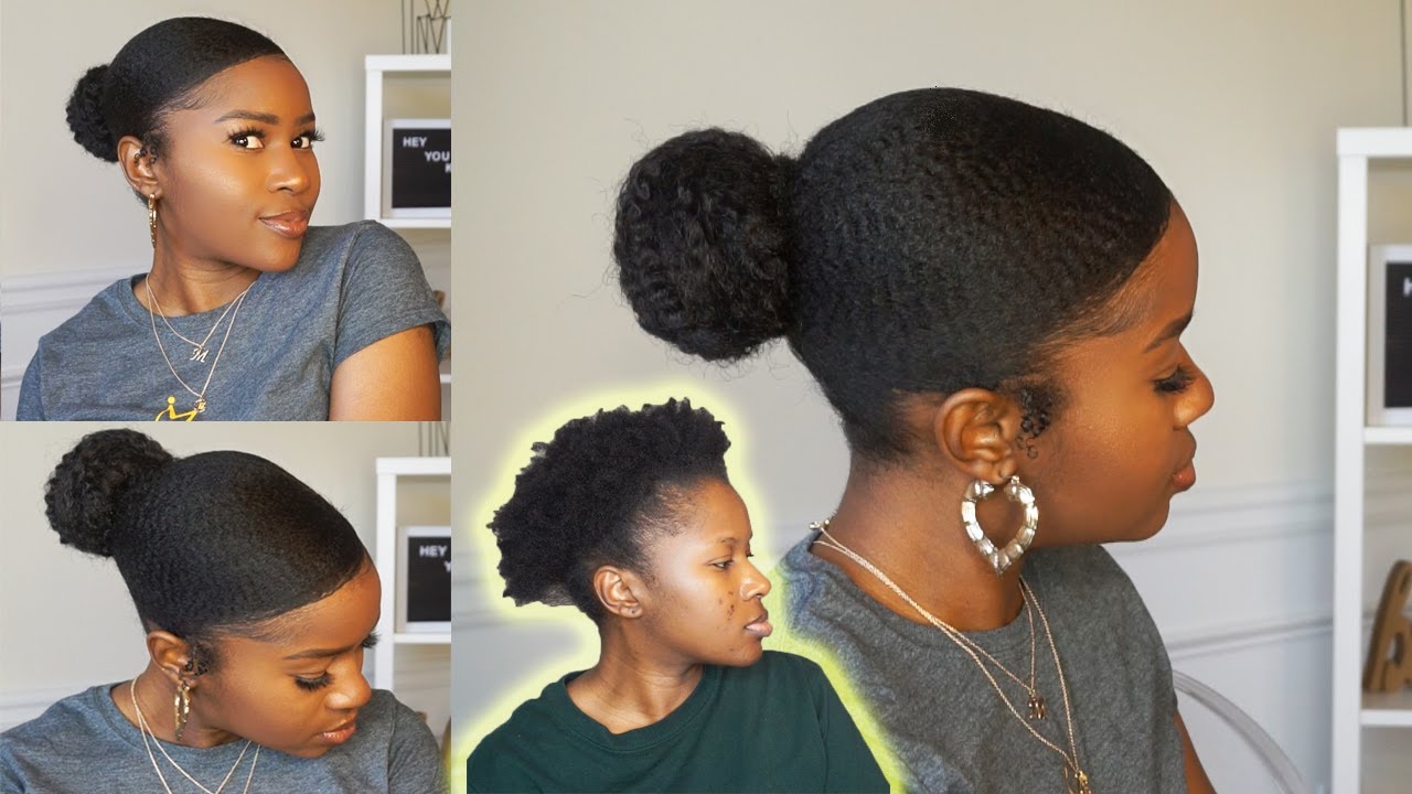 Trendy Swoop & Sleek Low Bun Hairstyle on Short 4c Natural Hair!!!|Mona B.