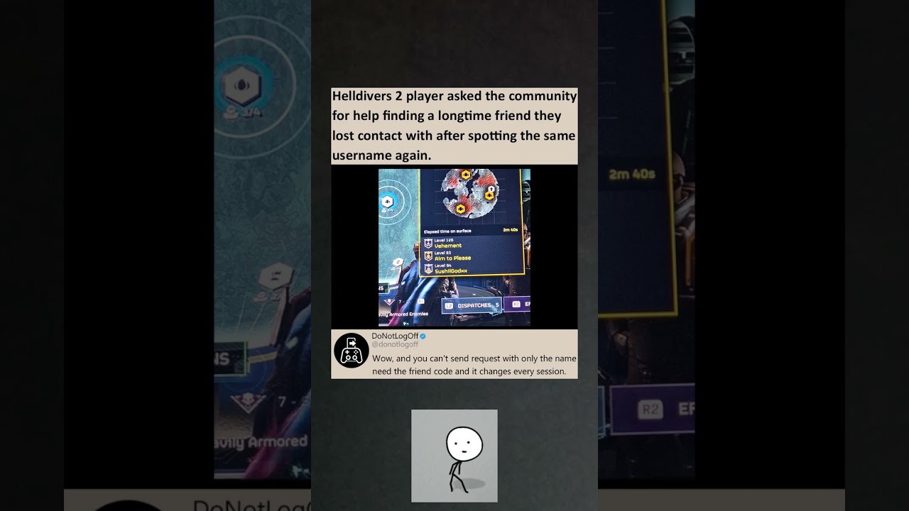 Helldivers 2 player asked community to help find long lost online gaming buddy named Sushiigodxx #pc