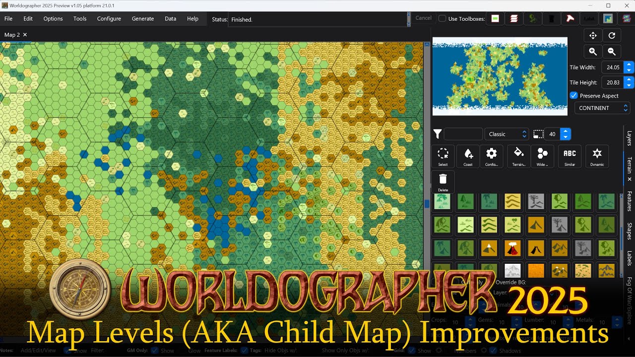 Worldographer 2025 Map Levels aka Child Maps Improvements