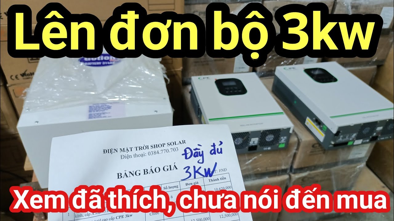 Shop Solar - Lên đơn Bộ năng lượng mặt trời 3kw đầy đủ, chạy trực tiếp tấm pin mặt trời, giá rẻ