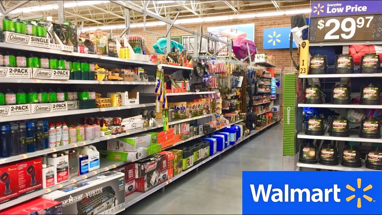 WALMART CAMPING SURVIVAL HIKING EMERGENCY PREPAREDNESS GEAR SHOP WITH ME SHOPPING STORE WALK THROUGH