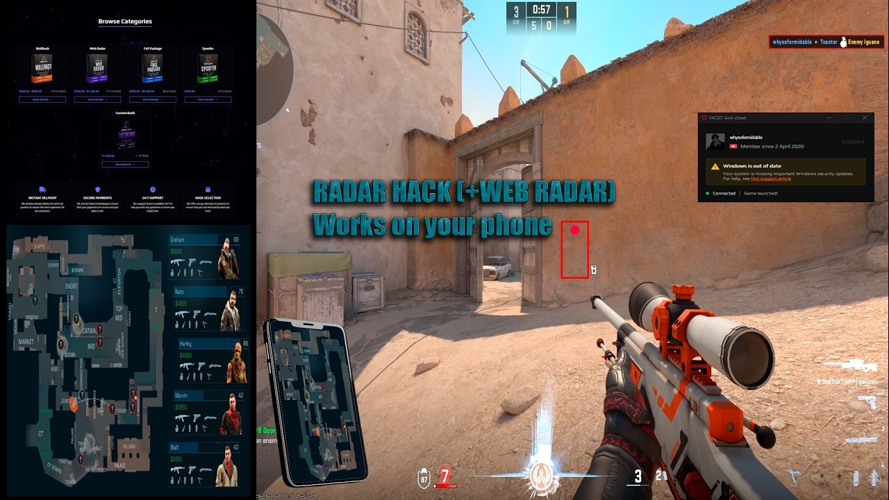 Cheating at High level Faceit with Radar Cheat (+Web Radar)