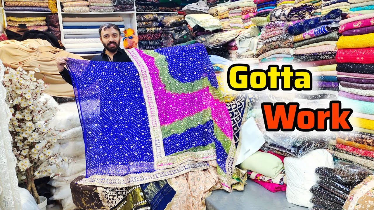 Gotta🥰Patti Work💯Pure Chinese😘Krinkle with🌸Chunri Heavy✨Party Wear Shawl😍 World Wide Shipping 🌎!!!