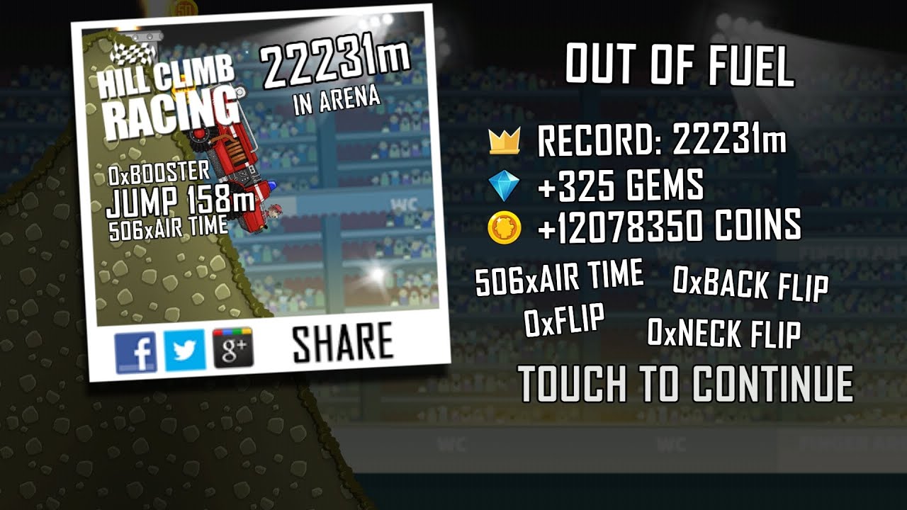 Hill Climb Racing 1.36.0 (120 fps): Fire Truck + Arena 22231m (full run)