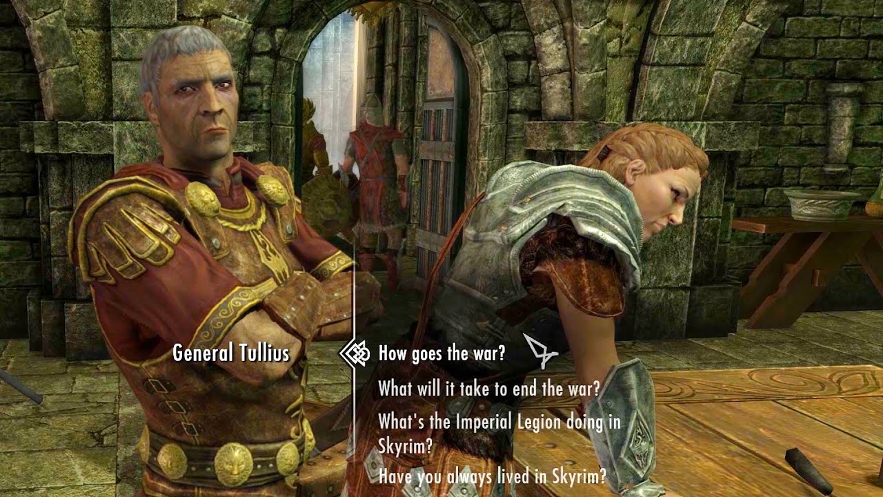 Conversation between General Tullius and Legate Rikke. Skyrim Anniversary Edition