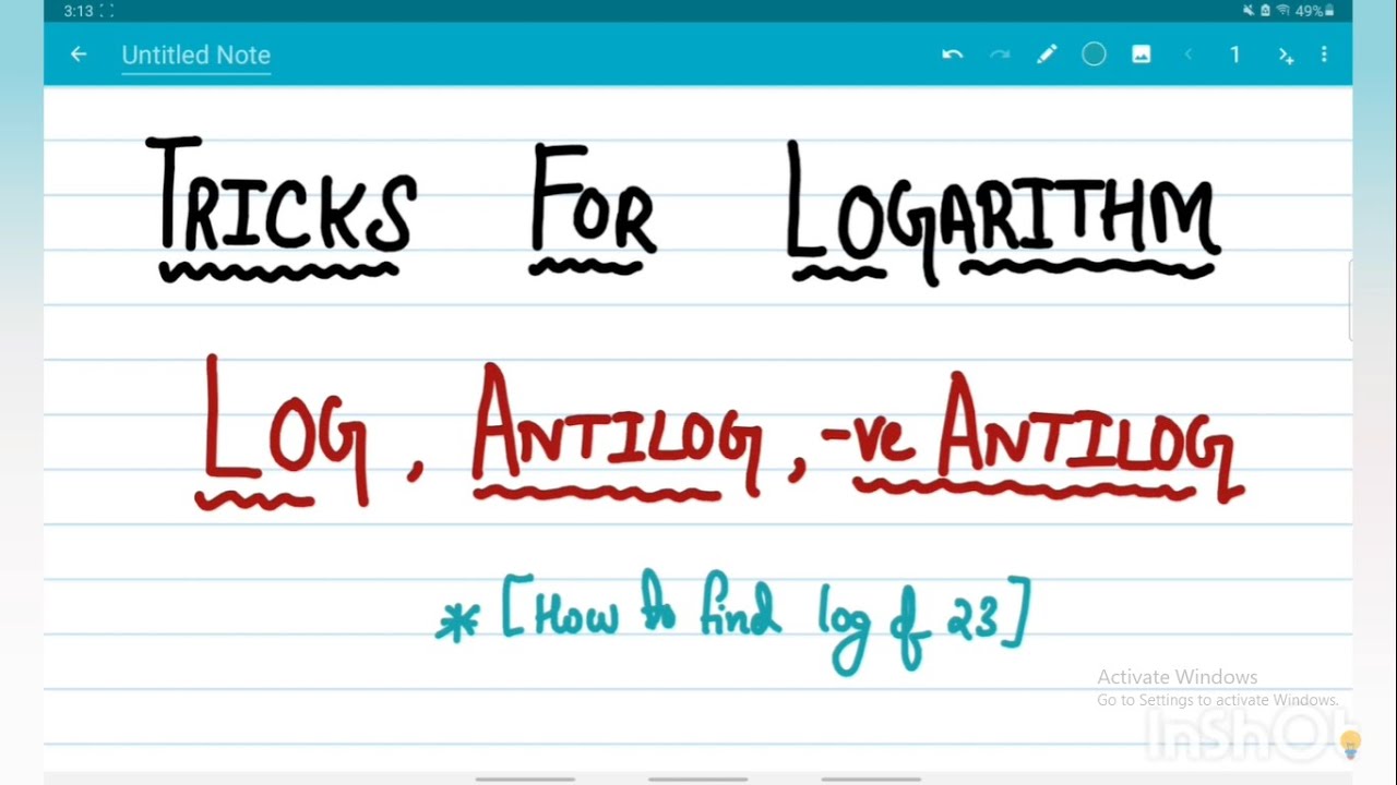 Simple tricks for logarithm (log ,antilog , negative antilog)
