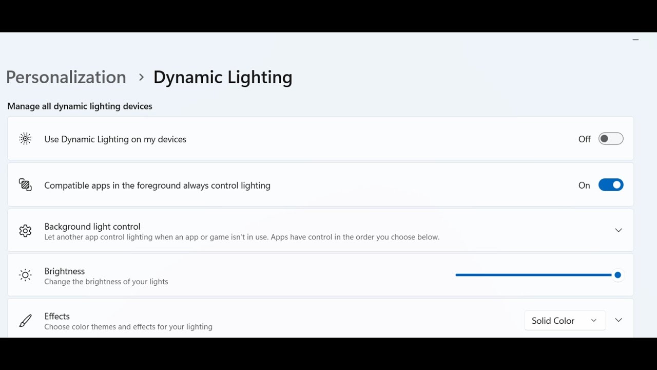 Как включить/отключить динамическое освещение на ПК с Windows 11