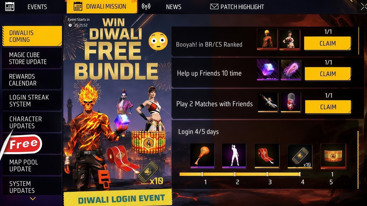 🔥 Diwali Event Free Bundle Free Fire 2026 🤯 | Joker Bundle Magic Cube Store | Diwali Event Free Fire