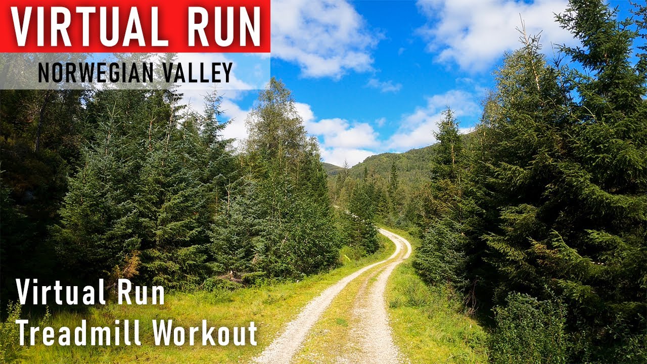 Virtual Run in a Norwegian Valley | Treadmill Workout | Gravel