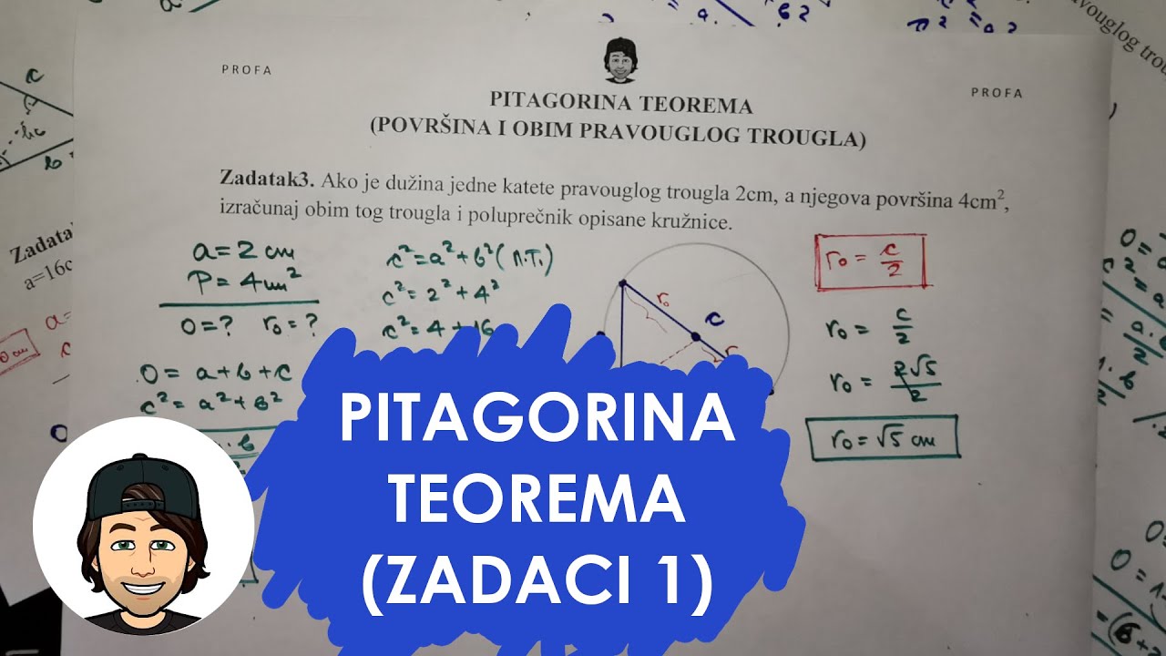 PITAGORINA TEOREMA - ZADACI 1 (obim, površina i poluprečnik opisane kružnice)