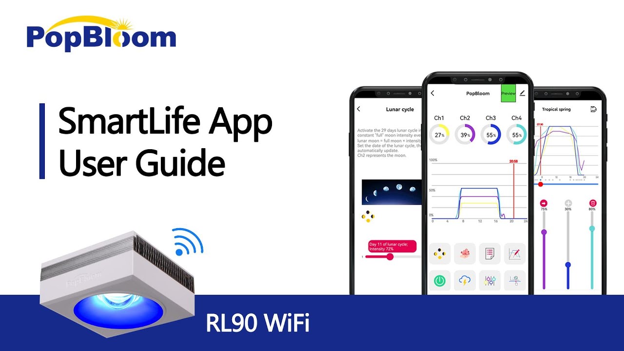 PopBloom RL90 WiFi Aquarium LED Light -- Smart Life APP Connectivity & Use