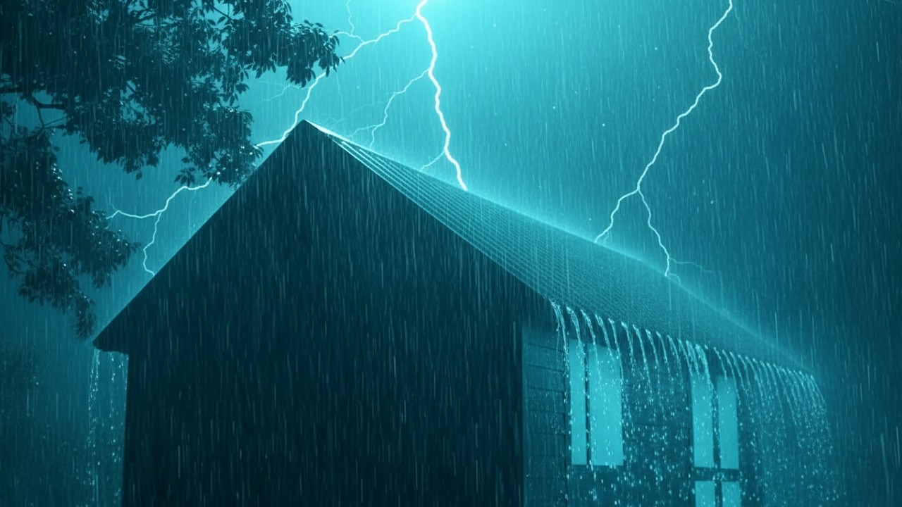 Heavy Rain and Thunder on a Tin Roof for Deep Sleep & Insomnia Relief Black Screen