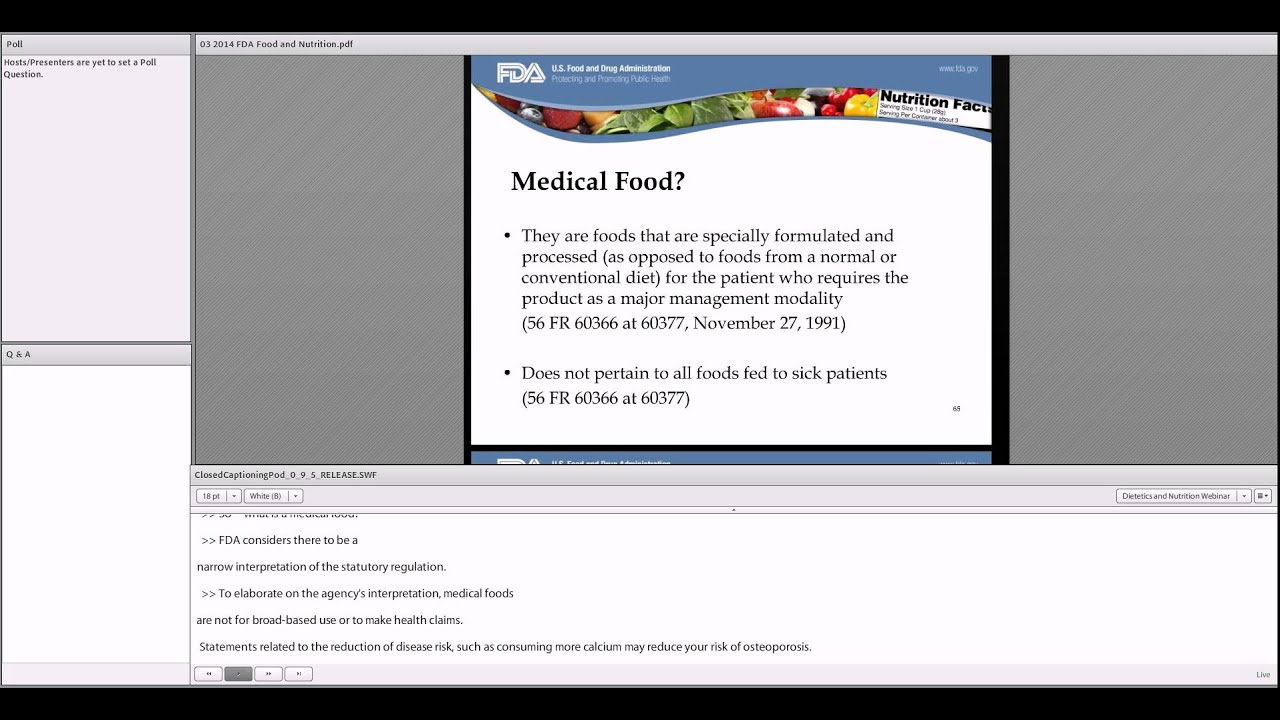 2014 Dietetics and Nutrition Webinar - Medical Foods