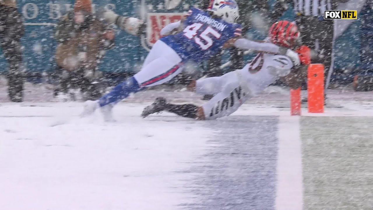 Chase Brown's TD catch looks cinematic in the snow!