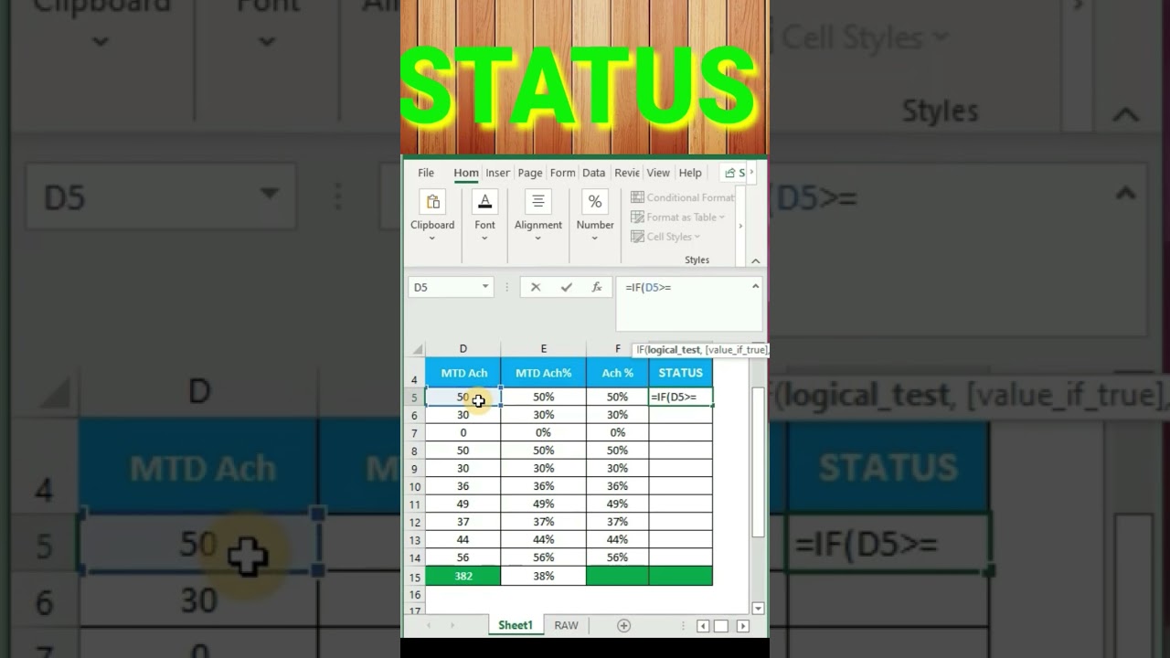 How to find Status in Excel